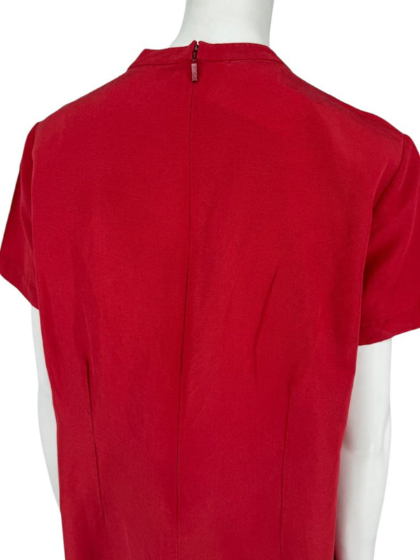 Lafayette 148 New York Red Linen-Blend Midi Dress – Size M