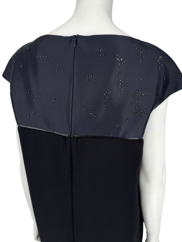 Atelier Caito for Herve Pierre Black Beaded Yoke Draped Dress – Size 12