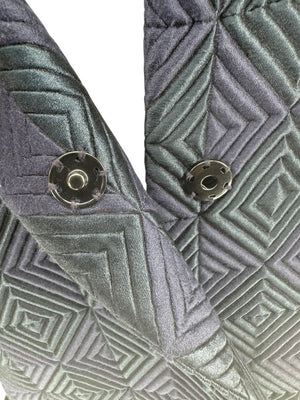 Pamella Roland Navy Geometric-Quilted Long Coat – Large