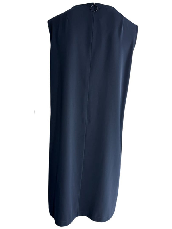 Akris Punto Navy Sleeveless Shift Dress with Side Grommet Detail – Size 10