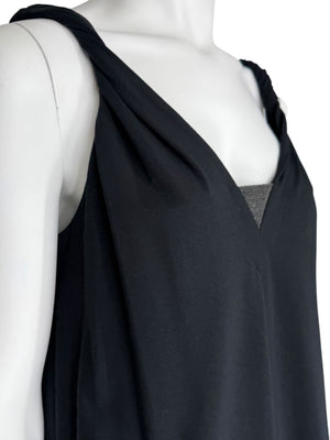 Brunello Cucinelli Black Twisted Strap Maxi Dress with Monili Detail – Size M