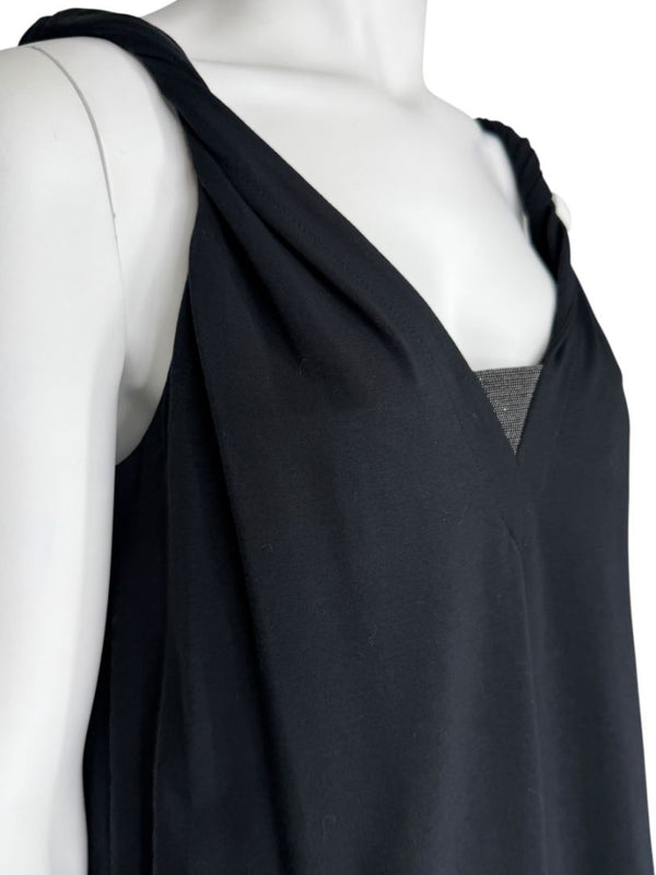 Brunello Cucinelli Black Twisted Strap Maxi Dress with Monili Detail – Size M