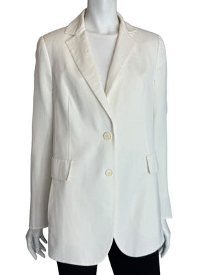 Akris White Textured Cotton-Silk Blend Blazer – Size 8