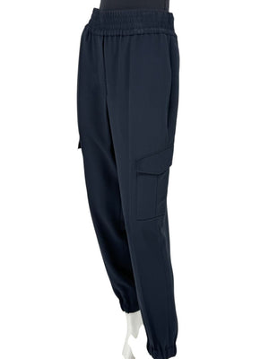 Brunello Cucinelli Navy Silk-Blend Cargo Jogger Pants – Size IT 44 (US 8)