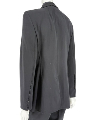 Akris Black Wool Blend Blazer with Sequin Trim - Size US 8