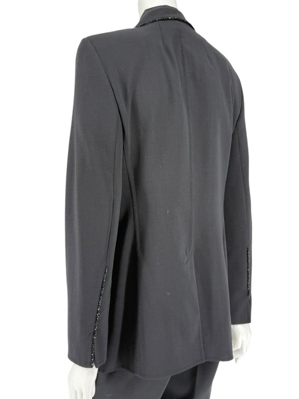 Akris Black Wool Blend Blazer with Sequin Trim - Size US 8