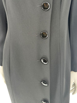 Pamella Roland Black Asymmetric Button-Front Dress - Large