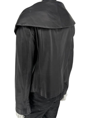 Armani Collezioni Black Leather Sculpted Jacket – Size 12