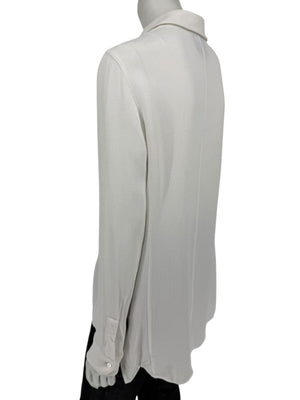 Akris Bergdorf Goodman White Textured Button-Front Blouse – Size 12