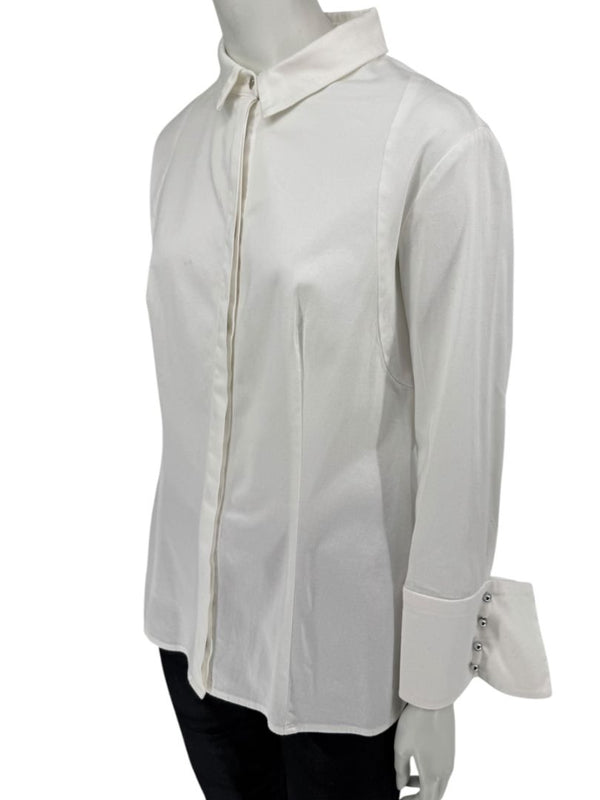 Pamella Roland White Button-Front Shirt – Large
