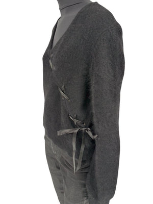 Christian Dior Black Angora-Wool Wrap Sweater – Size 44 (FR) / 12 (US)
