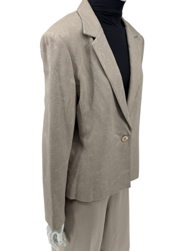 Oscar by Oscar de la Renta Taupe Embroidered Pantsuit – Size 14