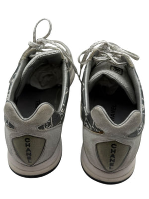 Chanel Grey & White Nylon Suede Low-Top Sneakers – Size 40