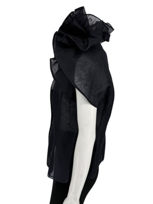 Féraud Paris Navy Silk Organza Ruffle Blouse – FR 44 - NWT