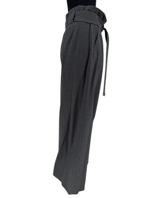 Armani Collezioni Gray High-Waisted Belted Wide-Leg Trousers – Size 10