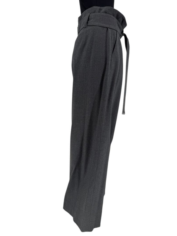 Armani Collezioni Gray High-Waisted Belted Wide-Leg Trousers – Size 10