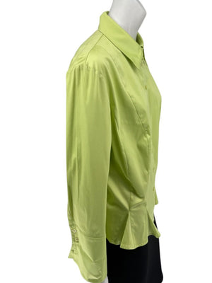 Escada Lime Green Cotton Blend Tailored Blouse – Size 42