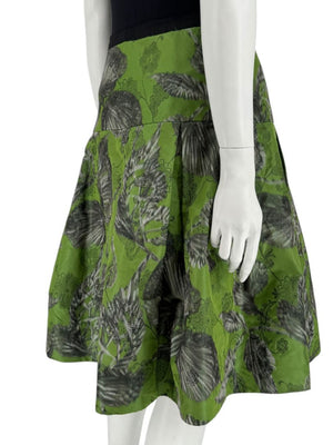 Oscar de la Renta Green Floral Silk Skirt – Fall 2008 - Size 16