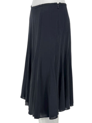 Armani Collezioni Black Silk A-Line Flounce Skirt –Size: 12