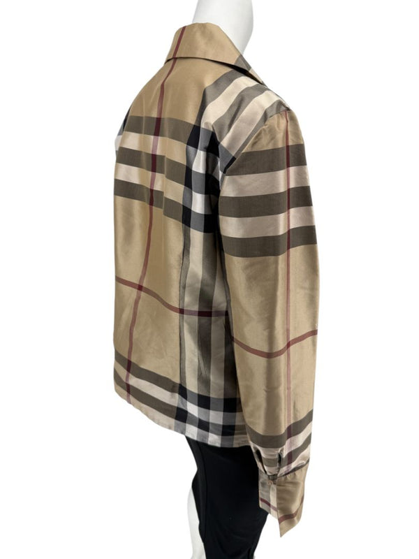 Burberry London Women’s Beige Nova Check Silk Blazer – Size XL