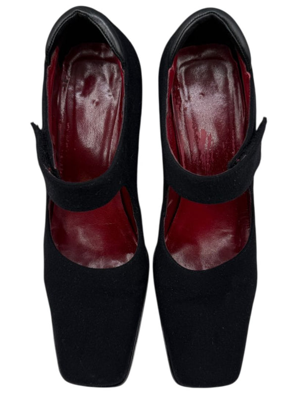 Donald J Pliner Black Stretch Fabric Mary Jane Wedge Shoes – Size 9.5