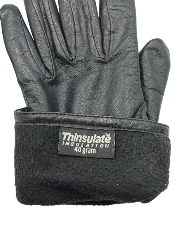 Thinsulate Black Leather Winter Gloves – Size M – Excellent Preowned Condition