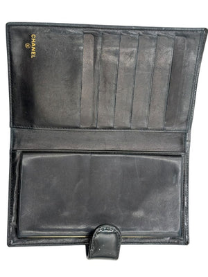 CHANEL Vintage Patent Leather CC Long Wallet – Black
