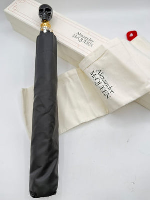 Alexander McQueen Black Skull Handle Umbrella – Brand New in Box