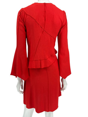 Proenza Schouler Women’s Red Acetate-Viscose Asymmetrical Wrap Dress with Tie Waist – Size 0