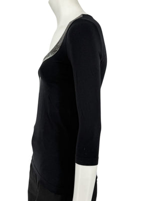 Wolford Black Embellished Neckline Pullover – Size XS