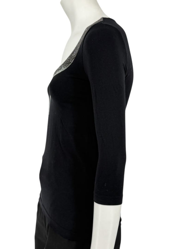 Wolford Black Embellished Neckline Pullover – Size XS