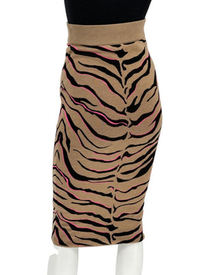 Stella McCartney Tan & Black Tiger-Stripe Knit Pencil Skirt – Size 34