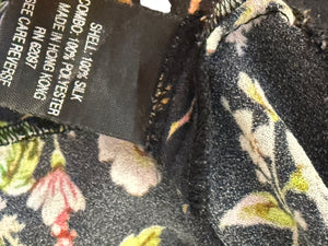Vivienne Tam Black Floral & Peacock Print Mesh-Trim Top – Size 0