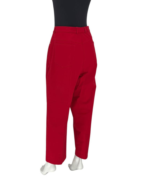 St. John Red Stretch Denim Straight-Leg Jeans – Size 16