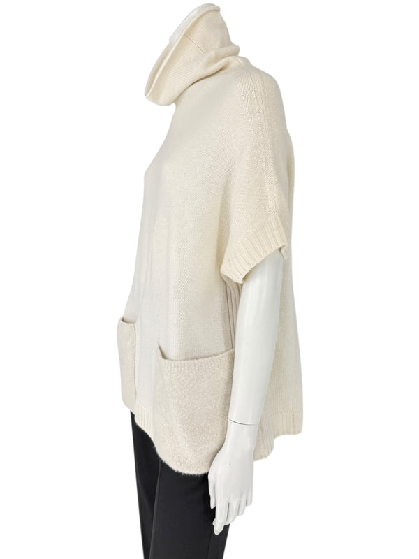 Loro Piana Ivory Cashmere & Silk Cowl-Neck Sweater – Size 44