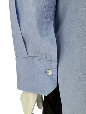 Brunello Cucinelli Light Blue Cotton Button-Front Shirt with Monili Trim – Size XL