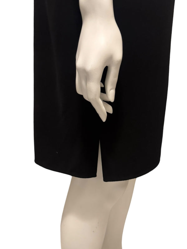 Akris Black Asymmetric Ruffle V-Neck Mini Dress – Size US 10
