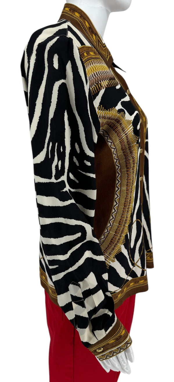 Escada Zebra Print Silk Blouse - Size 38