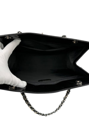 Chanel CC Turnlock Patent Tote with Silver Chain/Hardware