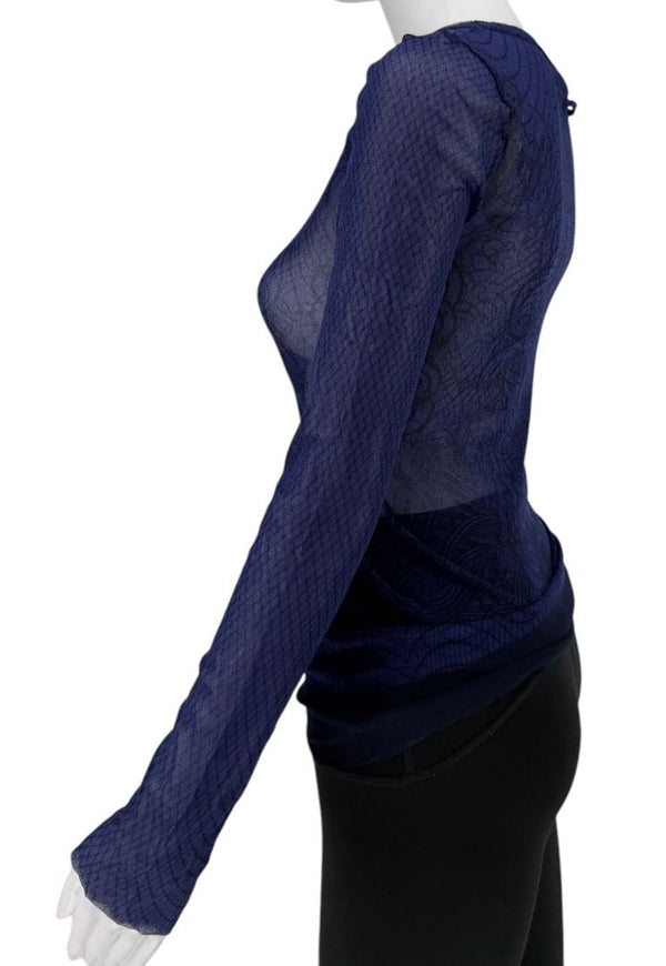 Jean Paul Gaultier Maille Femme Printed Mesh Top - Large