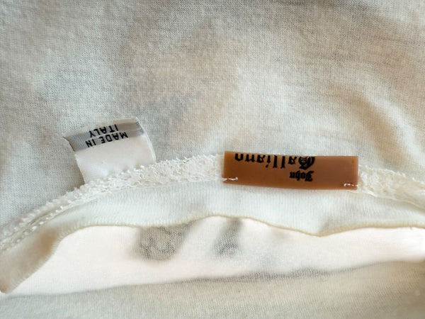 John Galliano Y2K Short Sleeve White Graphic Newspaper Tee - M