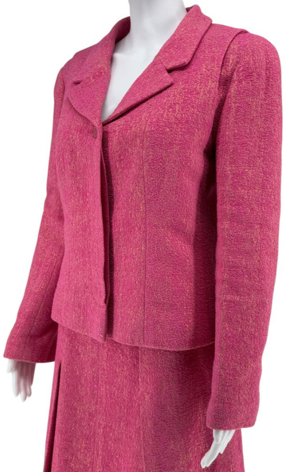 Chanel Pink and Gold Lurex Skirt Suit, Cruise 2001 - Size 44