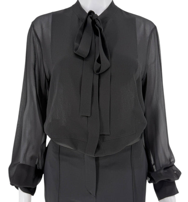 Christian Dior Silk Ascot Bow Blouse - Size 42