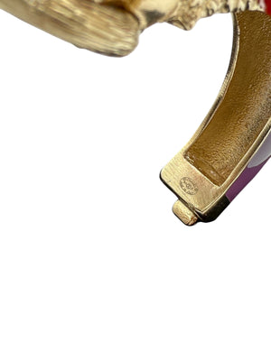 Chanel Enamel Lion Head Bracelet Purple Gold
