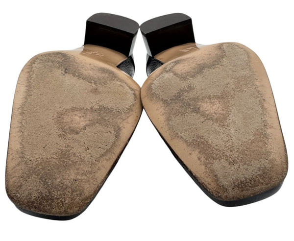 Salvatore Ferragamo Black Croc-Embossed Leather Loafers with Gold Gancini – Size 10.5 B (Made in Italy)