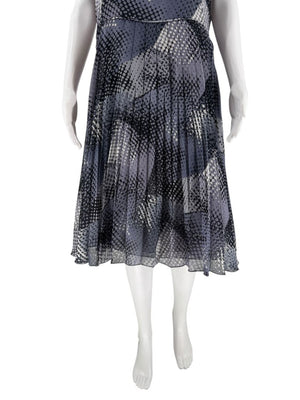 Armani Collezioni Grey & Black Abstract Dot Pleated Dress – Size 12 / IT 48