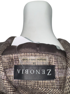 Zenobia Brown Plaid Wool Blend Pantsuit – Size 14