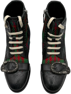 Gucci Tartan Wool & Leather Buckle Combat Boots – Men’s Size 6 (EU 39)