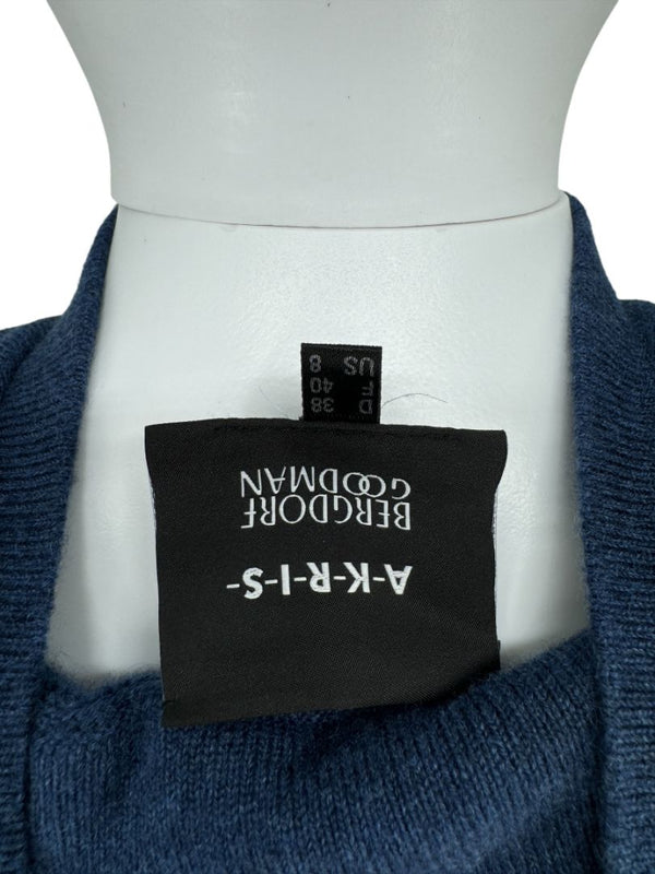 Akris Cashmere Knit Zip Dress in Navy – Size US 10 / FR 42