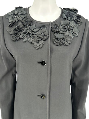 Pamella Roland Embellished Collar Longline Jacket - Large